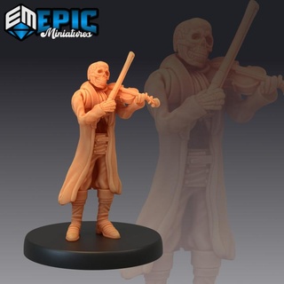 skeleton musician violin undead music performer epic-miniatures Store fantasy medieval monster rpg warhammer sla enemy tabletop dungeon dnd pathfinder npc pre-supported supported pre 3d print model - Mito3D