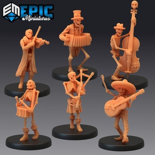 skeleton musician set undead music performer band epic-miniatures Store bass fantasy guitar medieval monster rpg violin warhammer sla enemy tabletop dungeon drums dnd pathfinder npc bagpipes pre-supported accordion supported pre couble 3d print model - Mito3D