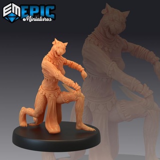 catfolk jaguar huntress attacking werejaguar lady cat folk female warrior epic-miniatures Tabletop Characters & Creatures Store fantasy medieval monster rpg warhammer sla enemy tabletop dungeon dnd pathfinder npc pre-supported supported pre 3d print model - Mito3D