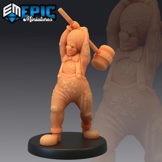 horror clown hammer scary circus encounter epic-miniatures Tabletop Characters & Creatures Store fantasy medieval monster rpg warhammer sla enemy carnival tabletop dungeon dnd pathfinder npc pre-supported supported pre 3d print model - Mito3D