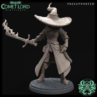 astraea witchblade comet lord miniatures Tabletop Characters & Creatures Store cat halloween character wizard witch warlock dnd familiar magus dnd5e bladesinger hexblade spellsword 3d print model - Mito3D