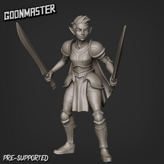 sky elf 1 goon master Tabletop Characters & Creatures Store female knight plate rpg sword wargaming warrior miniature dancer tabletop cape paladin dnd armoured 3d print model - Mito3D