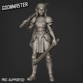 sky elf 3 goon master Tabletop Characters & Creatures Store armour female fighter plate sword warrior dancer dual paladin duel wield 3d print model - Mito3D