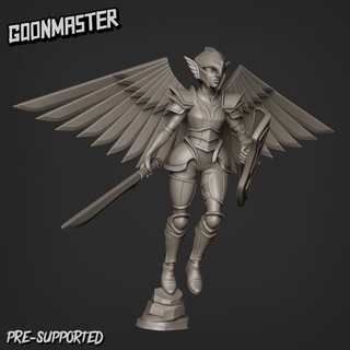 sky elf valkyr 1 goon master Tabletop Characters & Creatures Store armour shield sword viking wing wings miniature angel flying paladin valkyrie 3d print model - Mito3D