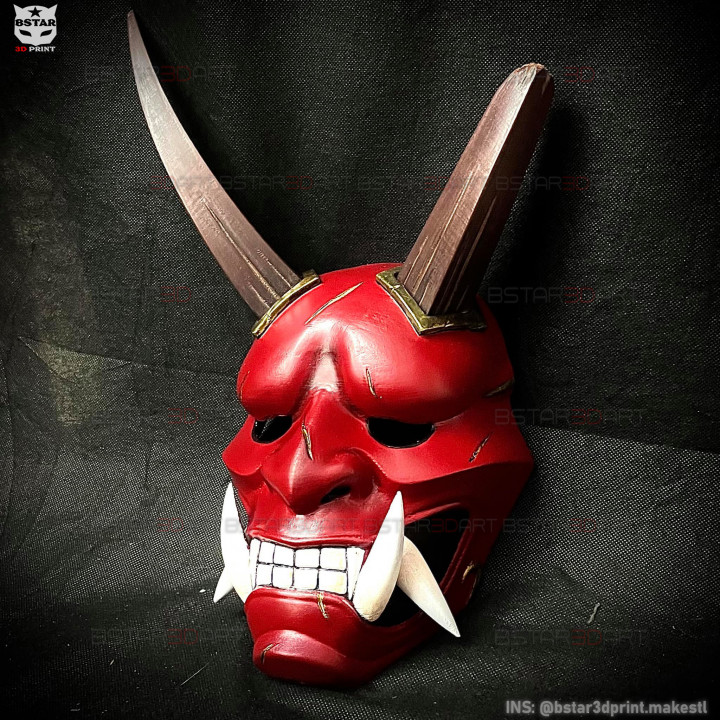 oni diavolo maschera alto qualità dettagli Halloween cosplay 3dpropsdesigns oggetti scena maschere caschi negozio devil mask hannya halloween demon ghost of tsushima monster aragami assasin alta onidevilmask 2 toys 3D print model - Mito3D