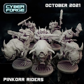 cyber forge savage space pinkorr riders titan miniatures Tabletop Characters & Creatures Sci-Fi Universe Store orc ork wild cavalry wargame rider mounted squig boyz choppa 3d print model - Mito3D