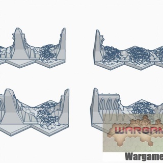 gothic ruined wall set hex base grhb105 wargame forge Store terrain 6mm battletech 3d print model - Mito3D