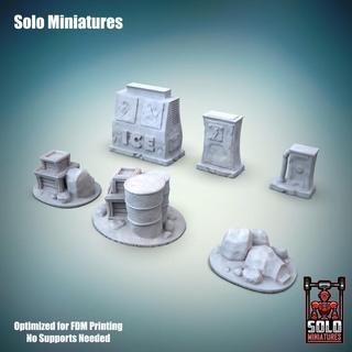 ol ' grahams dispersion terrain expansion solo miniatures boîte glace poubelle baril 3d print model - Mito3D