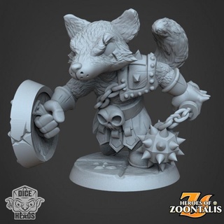 fox fighter pre supported included dice heads Tabletop Characters & Creatures Fantasy Universe d&d dnd presupported pre-supported foxfighter 3d print model - Mito3D