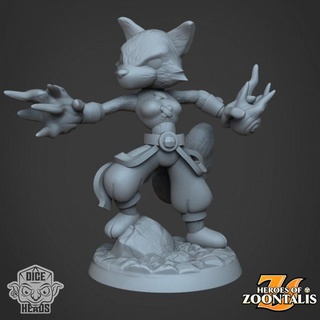 fox wizard pre supported included dice heads Tabletop Characters & Creatures Fantasy Universe fow d&d dnd presupported pre-supported foxwizard 3d print model - Mito3D