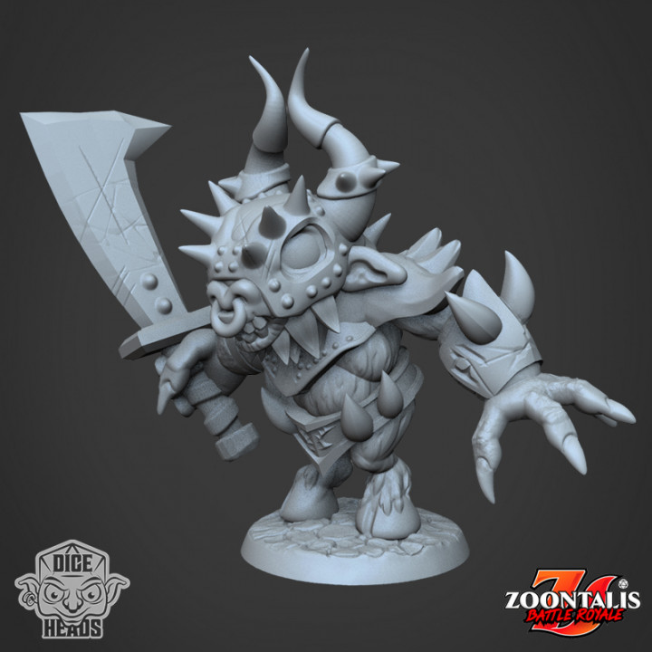 Minotauro senhor pre supported incluído dados cabeças tampo mesa personagens criaturas fantasia universo d dnd pré suportado minotaurlord 3D print model - Mito3D