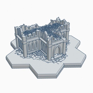 gothic ruined building 6 hex base grhb006 wargame forge Store terrain 6mm battletech 3d print model - Mito3D