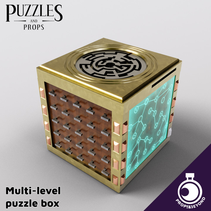 advanced puzzle box props&beyond key accessory card container dragons dungeons gaming gift item master prop roleplay rpg toy warhammer magic cosplay props supportless tabletop puzzles logic real beyond size level d&d dnd dm 5e stat representation gm gamemaster wondrous in-game 3D print model - Mito3D