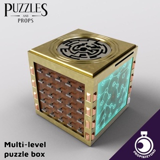 advanced puzzle box props&beyond key accessory card container dragons dungeons gaming gift item master prop roleplay rpg toy warhammer magic cosplay props supportless tabletop puzzles logic real beyond size level d&d dnd dm 5e stat representation gm gamemaster wondrous in-game 3d print model - Mito3D