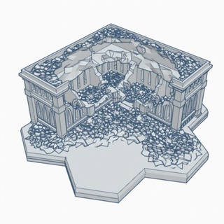 gothic ruined building 13 hex base grhb013 wargame forge Store terrain 6mm battletech 3d print model - Mito3D