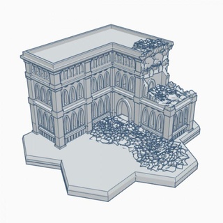 gothic ruined building 14 hex base grhb014 wargame forge Store terrain tile 6mm battletech 8mm 3d print model - Mito3D