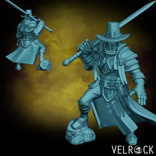 witch hunter cleric sword hammer crossbow male presupported velrock art miniatures Toys & Games Tabletop Characters Creatures Fantasy Universe Board Store fantasy fighter warhammer paladin inquisitor dungeons dragons sigmar supported 3d print model - Mito3D