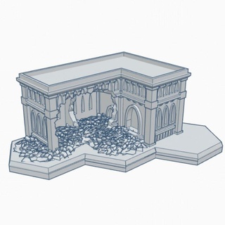 gothic ruined building 17 hex base grhb017 wargame forge Store terrain 6mm battletech 3d print model - Mito3D