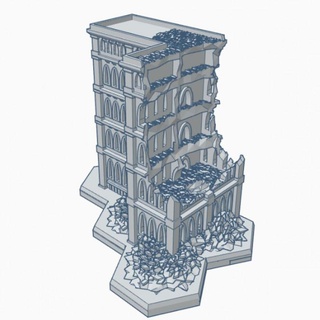 gothic ruined building 20 hex base grhb020 wargame forge Store terrain 6mm battletech 3d print model - Mito3D