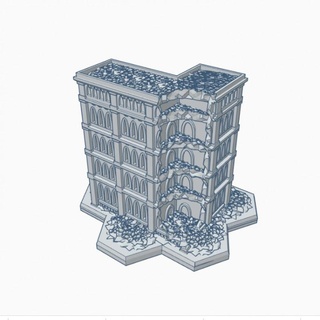 gothic ruined building 24 hex base grhb024 wargame forge Store terrain 6mm battletech 3d print model - Mito3D