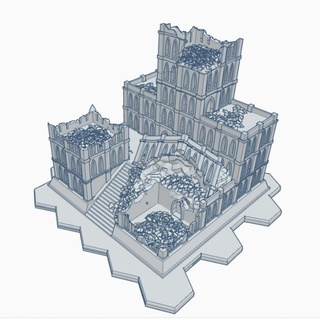 gothic ruined imperial palace hex base grhb30 wargame forge terrain 6mm battletech 3d print model - Mito3D