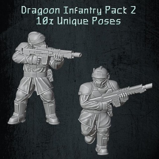 dragoon infantry soldier pack 2 quartermaster3d Tabletop Characters & Creatures Sci-Fi Universe Store future miniature scifi soldiers 28mm grunt grimdark troopers 3d print model - Mito3D
