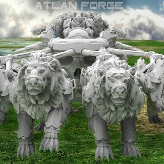 four lion char atlan forger table personnages créatures fantaisie univers planche Jeux 3d impression gothique Chevalier mini sci espace scifi jeu guerre Lions sombre 3d print model - Mito3D