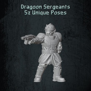 dragão infantaria soldado sargentos quartermaster3d tampo mesa personagens criaturas Sci Fi universo loja futuro miniaturas Soldado scifi 28mm escuro 3d print model - Mito3D