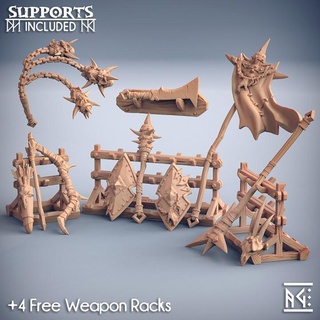 weapons loot & racks bonegnasher gnolls artisan guild Store dragons dungeons fantasy mini rpg rack miniature mace tabletop supports wargame dnd flail ttrpg gnoll presupported supported 3d print model - Mito3D