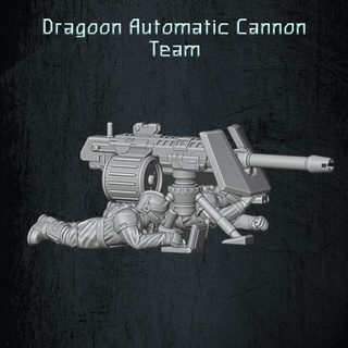 dragoon automatic cannon team quartermaster3d Tabletop Characters & Creatures Sci-Fi Universe Store scifi soldiers artillery infantry 28mm grimdark troopers heavyweapons 3d print model - Mito3D