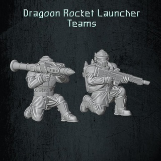 dragoon rocket launcher teams quartermaster3d Tabletop Characters & Creatures Sci-Fi Universe Store scifi soldiers artillery infantry 28mm rockets missiles grimdark troopers heavyweapons 3d print model - Mito3D