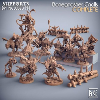 bonegnasher gnolls complete set - 30 artisan guild dragons dungeons fantasy mini rpg miniature tabletop supports dnd ttrpg gnoll presupported supported 3d print model - Mito3D