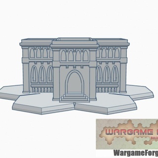 gothic building 1 hex base ghb001 wargame forge Store terrain 6mm battletech 3d print model - Mito3D