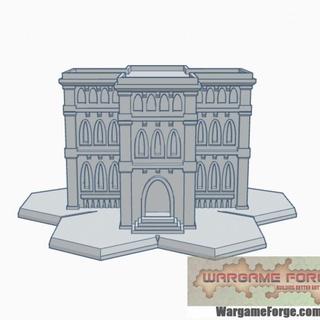 gothic building 2 hex base ghb002 wargame forge Store terrain 6mm battletech 3d print model - Mito3D
