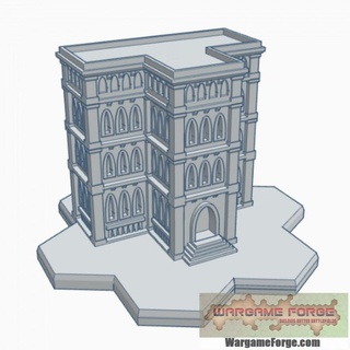 gothic building 7 hex base ghb007 wargame forge Store terrain 6mm battletech 3d print model - Mito3D