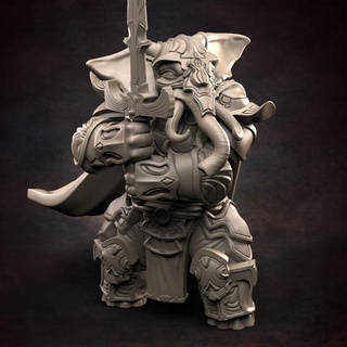 loxodon paladin red clay collectibles free knight elephant paladin loxodon presupported  3d print model - Mito3D