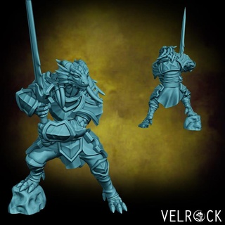male dragonfolk warrior greatsword presupported velrock art miniatures Toys & Games Tabletop Characters Creatures Fantasy Universe Board Store barbarian dragon fantasy fighter knight sword dragonborn dungeons dragons supported draconic reptillian 3d print model - Mito3D