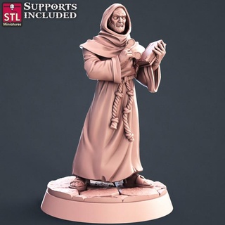 abbey monk guillermo stl miniatures Tabletop Characters & Creatures Fantasy Universe Store fantasy wargames character male tabletop d&d npc 3d print model - Mito3D