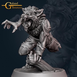 october release - werewolf 04 galaad miniatures Tabletop Characters & Creatures Fantasy Universe Store dragon fantasy roleplay vampire wolf hunter moon shape tabletop hunt encounter dnd shift 3d print model - Mito3D
