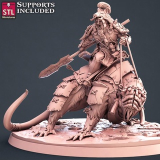 orc warband warchief stl miniatures Tabletop Characters & Creatures Fantasy Universe Store boss fantasy mount wargames warhammer character rat enemy tabletop d&d miniboss 3d print model - Mito3D