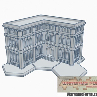 gothic building 14 hex base ghb014 wargame forge Store terrain 6mm battletech 3d print model - Mito3D