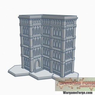 gothic building 24 hex base ghb024 wargame forge Store terrain 6mm 3d print model - Mito3D