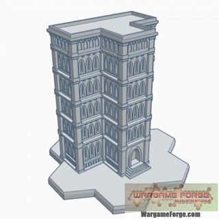 gothic building 32 hex base ghb032 wargame forge Store terrain 6mm battletech 3d print model - Mito3D