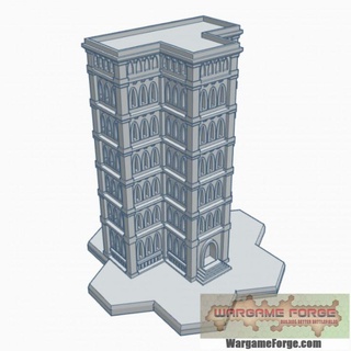 gothic building 33 hex base ghb033 wargame forge Store terrain 6mm battletech 3d print model - Mito3D