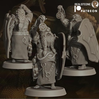 collis blackbane dwarf cleric realsteone miniatures Tabletop Characters & Creatures Fantasy Universe Store shield paladin chainmail 3d print model - Mito3D