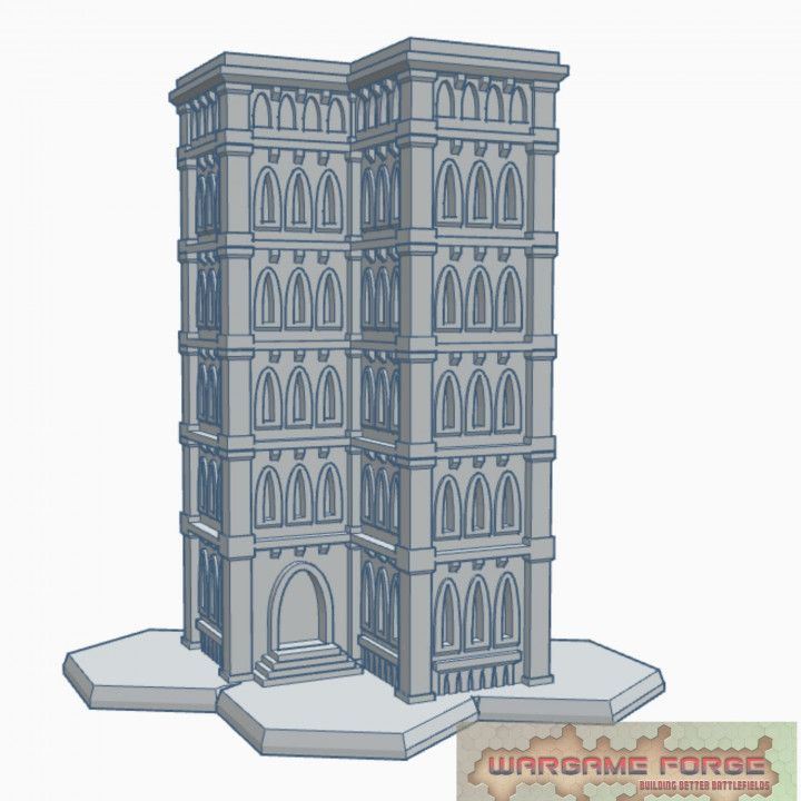 gothique bâtiment 36 hexadécimal base ghb036 jeu guerre forger boutique terrain 6mm Battletech 3D print model - Mito3D