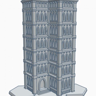 gothic building 37 hex base ghb037 wargame forge Store terrain 6mm battletech 3d print model - Mito3D