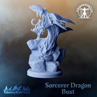 sorecerer dragon bust gloomykidminis Toys & Games Tabletop Store Fan Art Busts dnd sorcerer wasteland darksun athas borys 3d print model - Mito3D