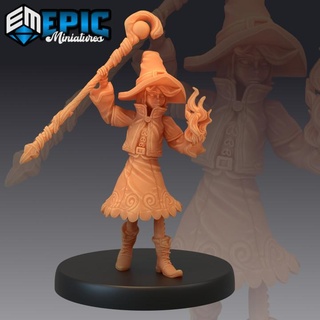 witch apprentice magic child sorceress small female wizard epic-miniatures Store fantasy medieval monster rpg warhammer sla enemy tabletop dungeon dnd pathfinder npc pre-supported supported pre 3d print model - Mito3D