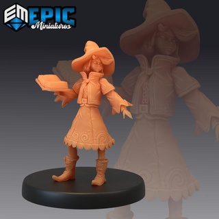 witch apprentice spell book child sorceress small female wizard epic-miniatures Store fantasy medieval monster rpg warhammer magic sla enemy tabletop dungeon dnd pathfinder npc pre-supported supported pre 3d print model - Mito3D